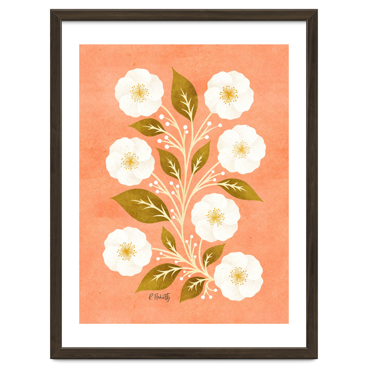 Peach, Ochre And Ivory Floral
