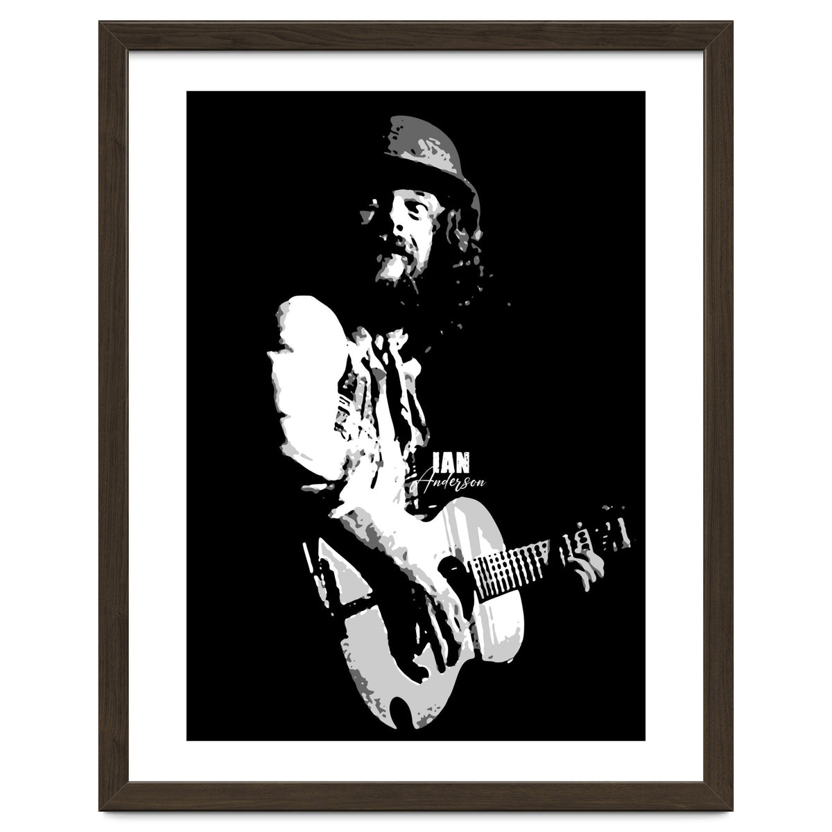 Ian Anderson Rock Music Legend in Grayscale