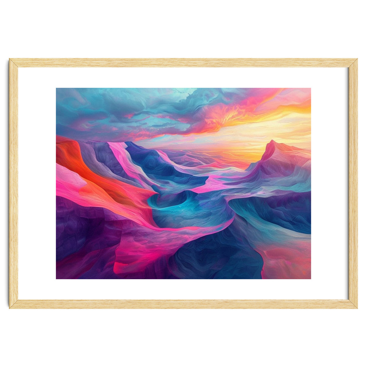 Vibrant Abstract Mountain Landscape at Sunset