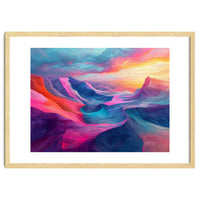 Vibrant Abstract Mountain Landscape at Sunset