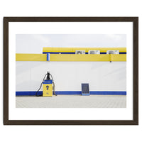 Yellow and blue gas station