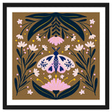 Pink Moth with Flowers on a brown background thumbnail