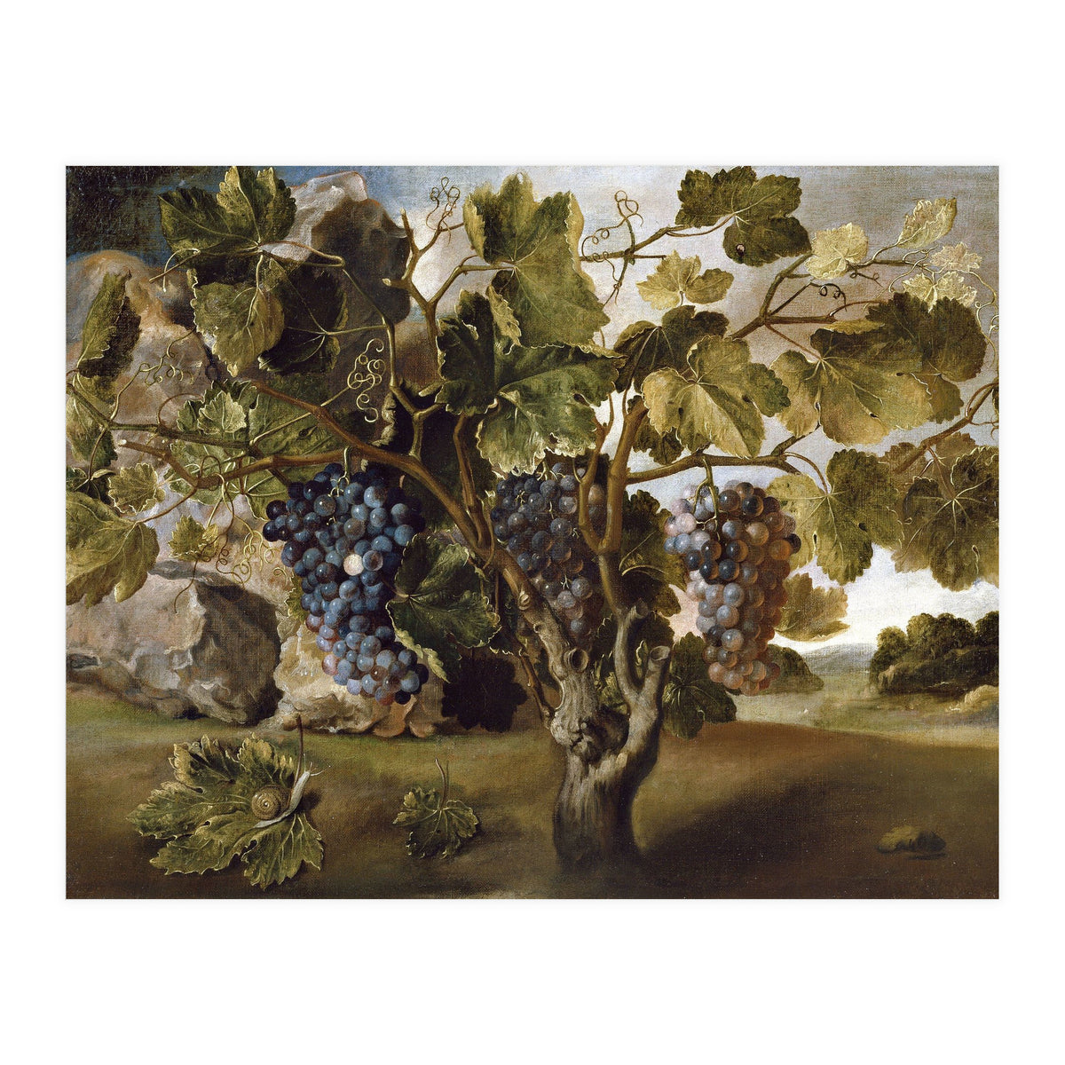 Tomás Hiepes / 'Landscape with a Grapevine', 17th century, Spanish School, Oil on canvas, 67 cm x... (Print Only)