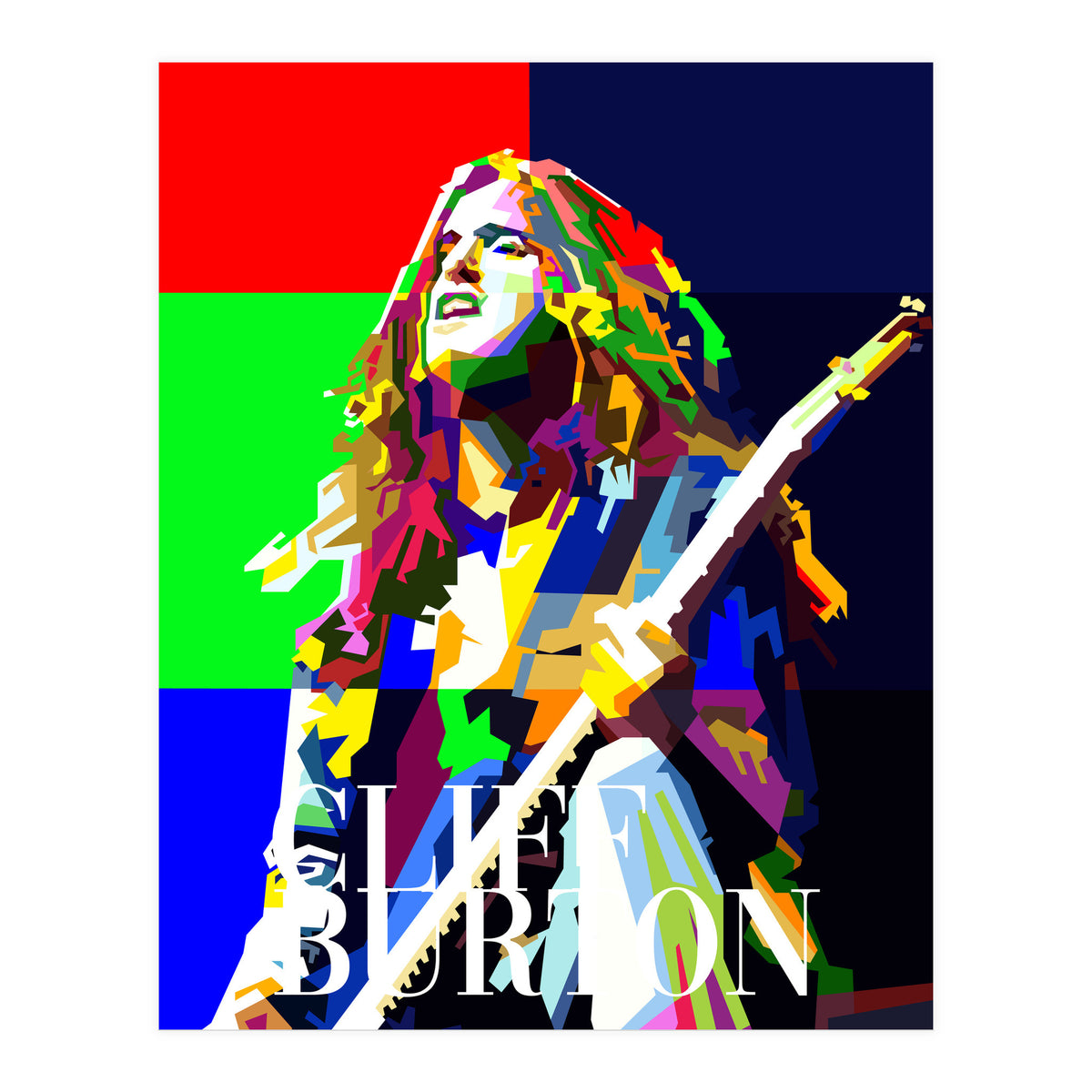 Cliff Burton Heavy Metal Bass Pop Art WPAP (Print Only)