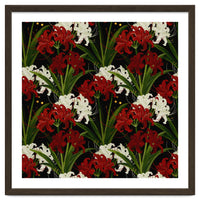 Red and White Spider Lily Flower Print Elegant Botanical Japanese Inspired Floral Artwork