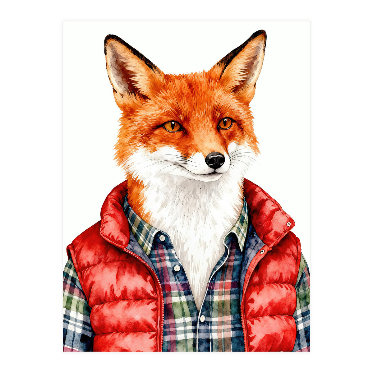 Dapper Fox Portrait Puffer Wild Fashion  (Print Only)