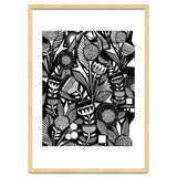 African Tribal, Black & White Abstract Drawing Sketch Line Art, Rustic Botanical Illustration, Bohemian Eclectic Scandinavian Vintage Bold thumbnail