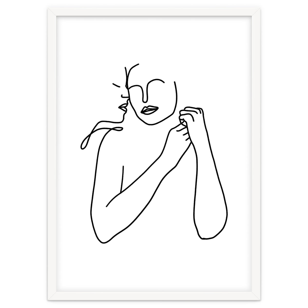 Eternally Connected, Abstract Line Art Love, Sketch Drawing Minimal, Eclectic Human Couple Connection Minimalism Concept