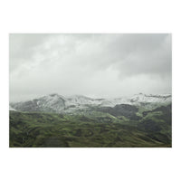 Snow-covered green mountains - Iceland (Print Only)