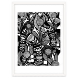 African Tribal, Black & White Abstract Drawing Sketch Line Art, Rustic Botanical Illustration, Bohemian Eclectic Scandinavian Vintage Bold thumbnail