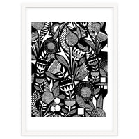 African Tribal, Black & White Abstract Drawing Sketch Line Art, Rustic Botanical Illustration, Bohemian Eclectic Scandinavian Vintage Bold