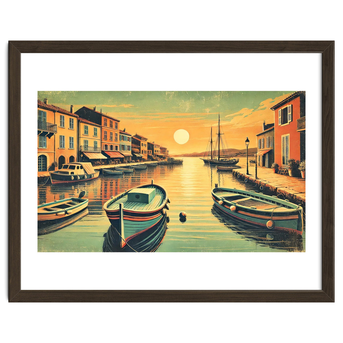 Vintage Harbor Sunset Poster