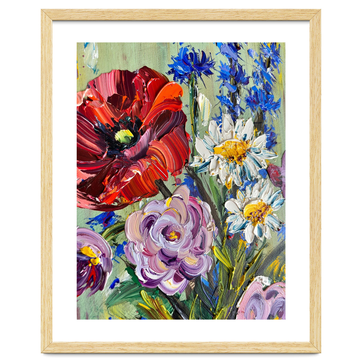Vibrant Wildflower Meadow Oil Painting