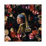 Girl With Pearl Earring And Flowers (Print Only) thumbnail
