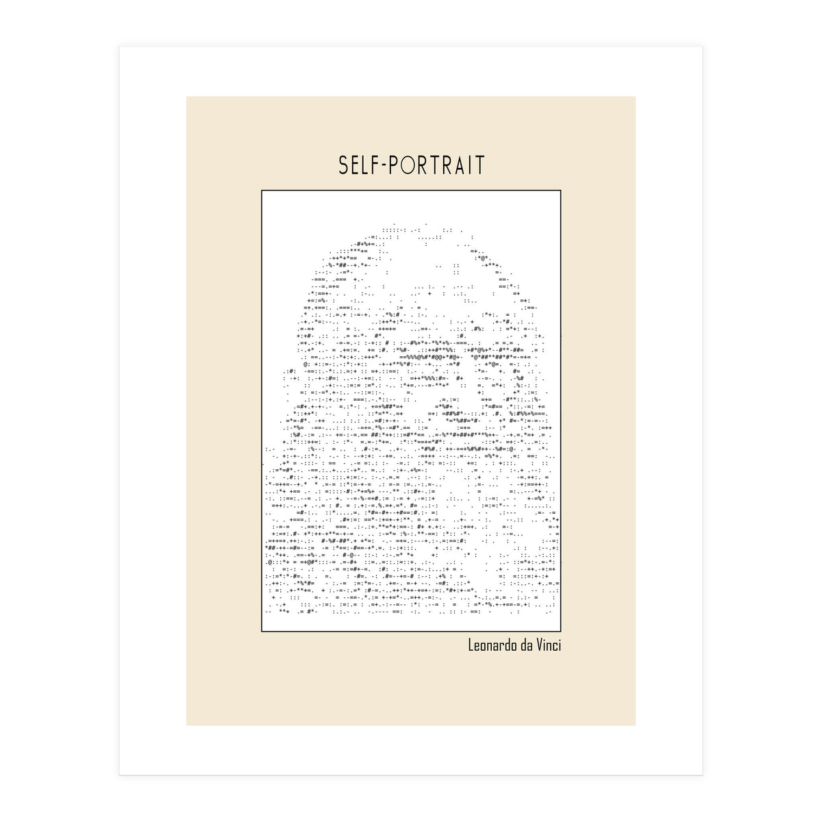 Self Portrait – Leonardo Da Vinci (ascii Art) (Print Only)