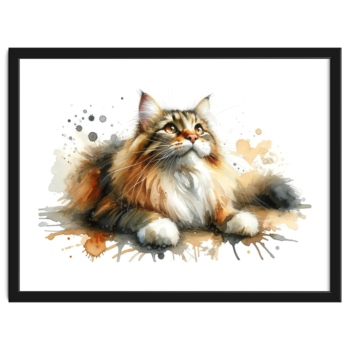 Majestic Cat With Watercolor Splashes