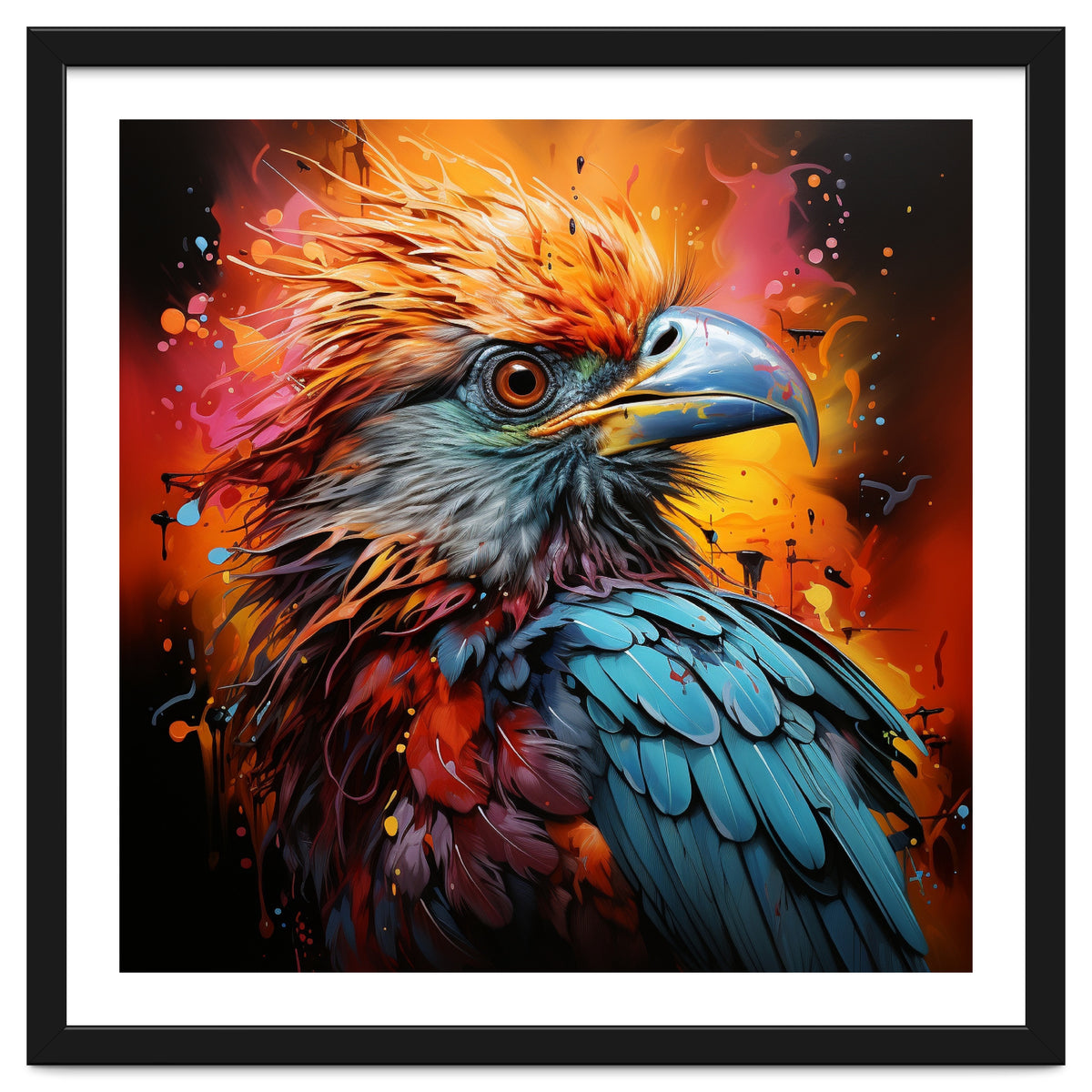 Vibrant Eagle Portrait Abstract Colorful Splatter Art