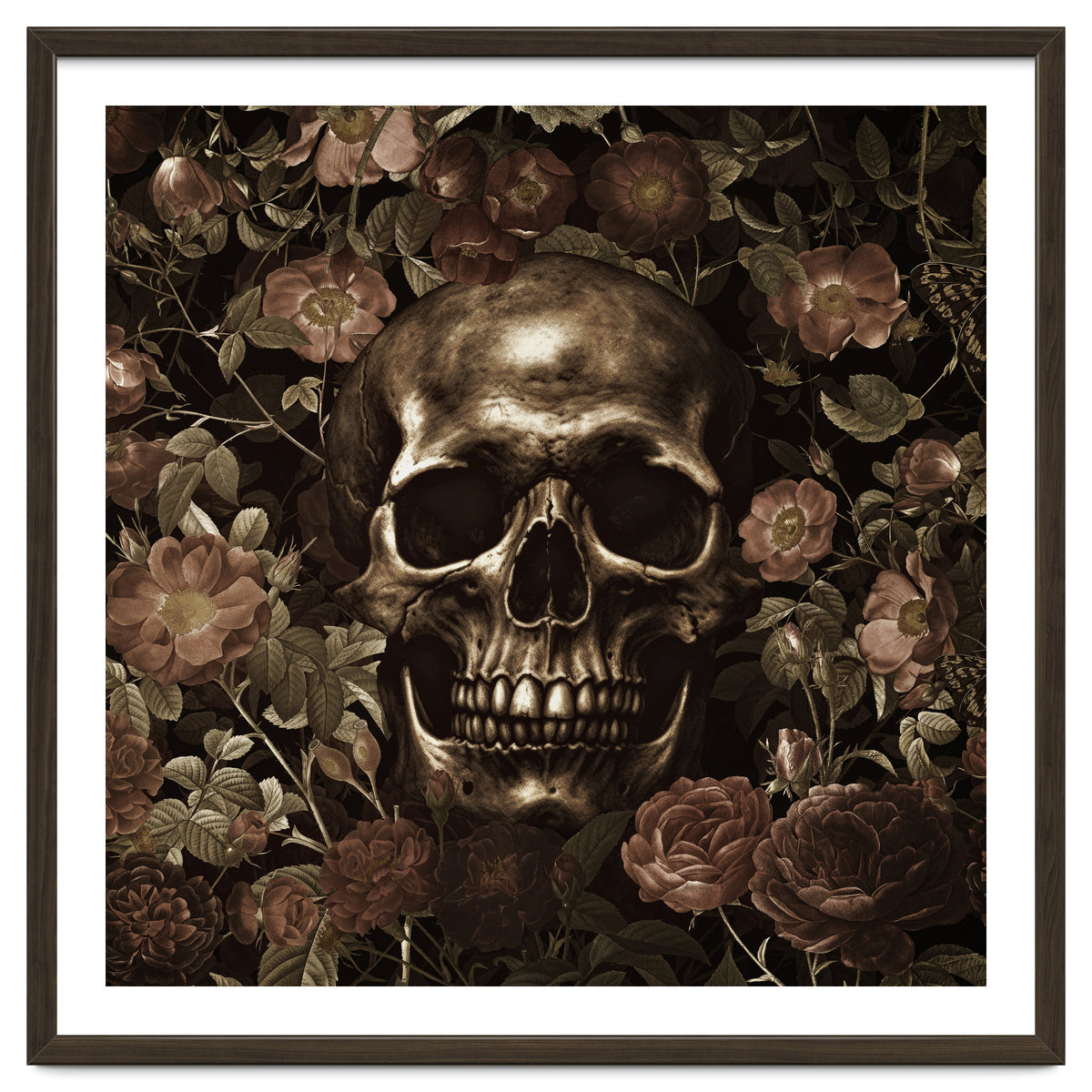 Baroque  Skull And Roses Night Garden