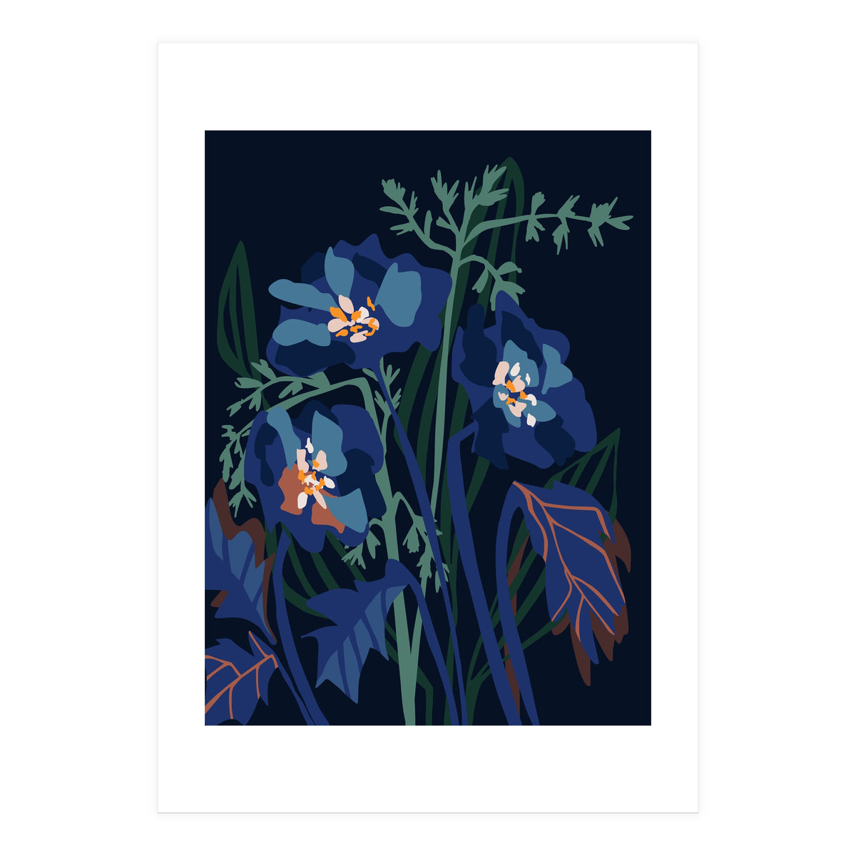 Wild Flowers Dark Midnight (Print Only)