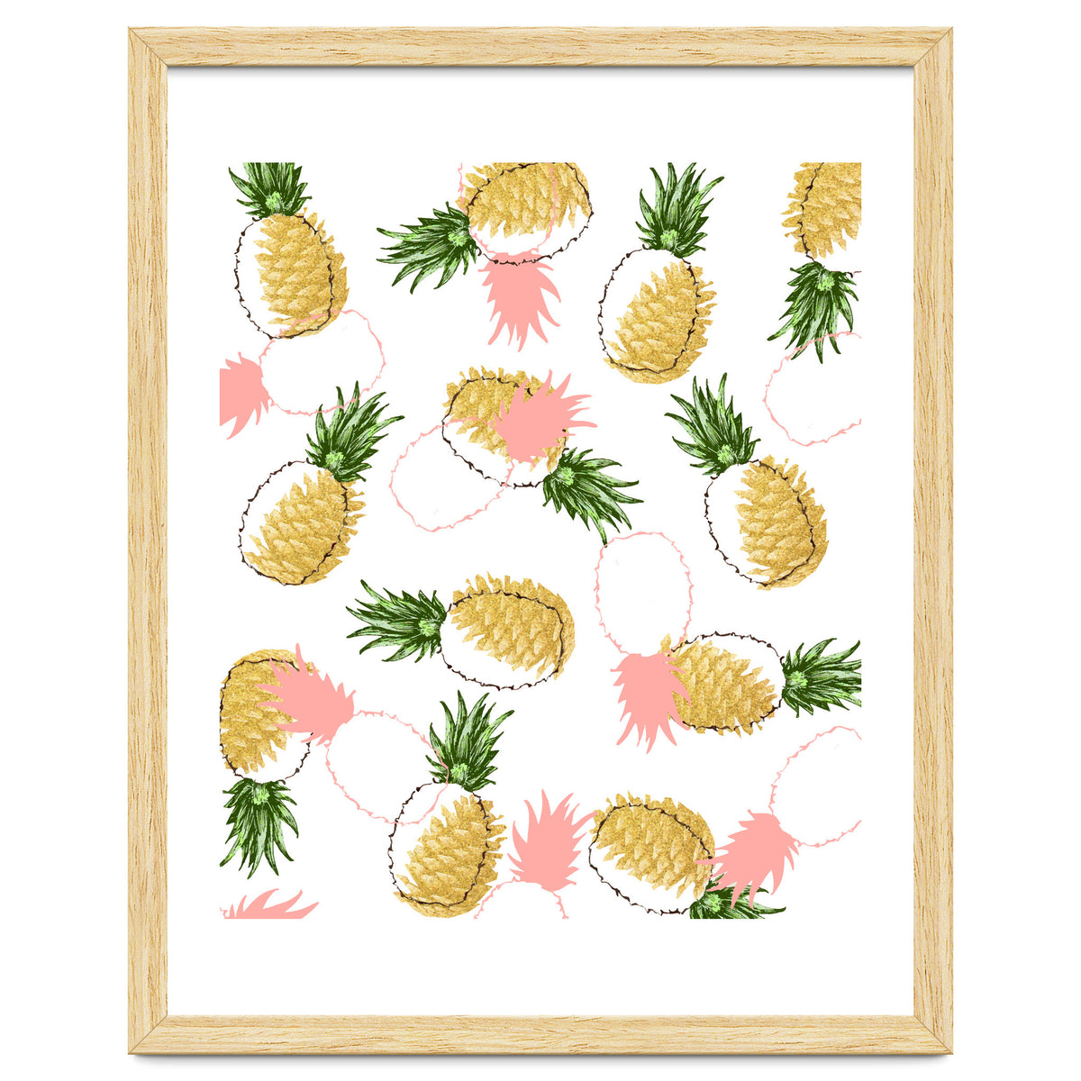 Pineapples & Pine Cones, Eclectic Tropical Nature Illustration, Quirky Fun Fruit Food Graphic Design