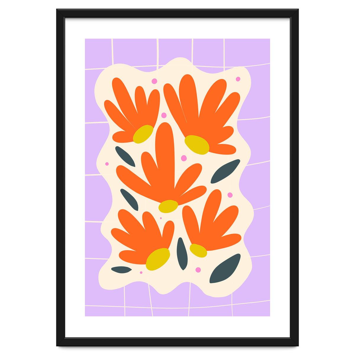 Modern Grid Floral Violet