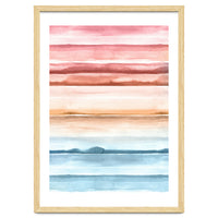 Watercolour Abstract Stripes Red Blue