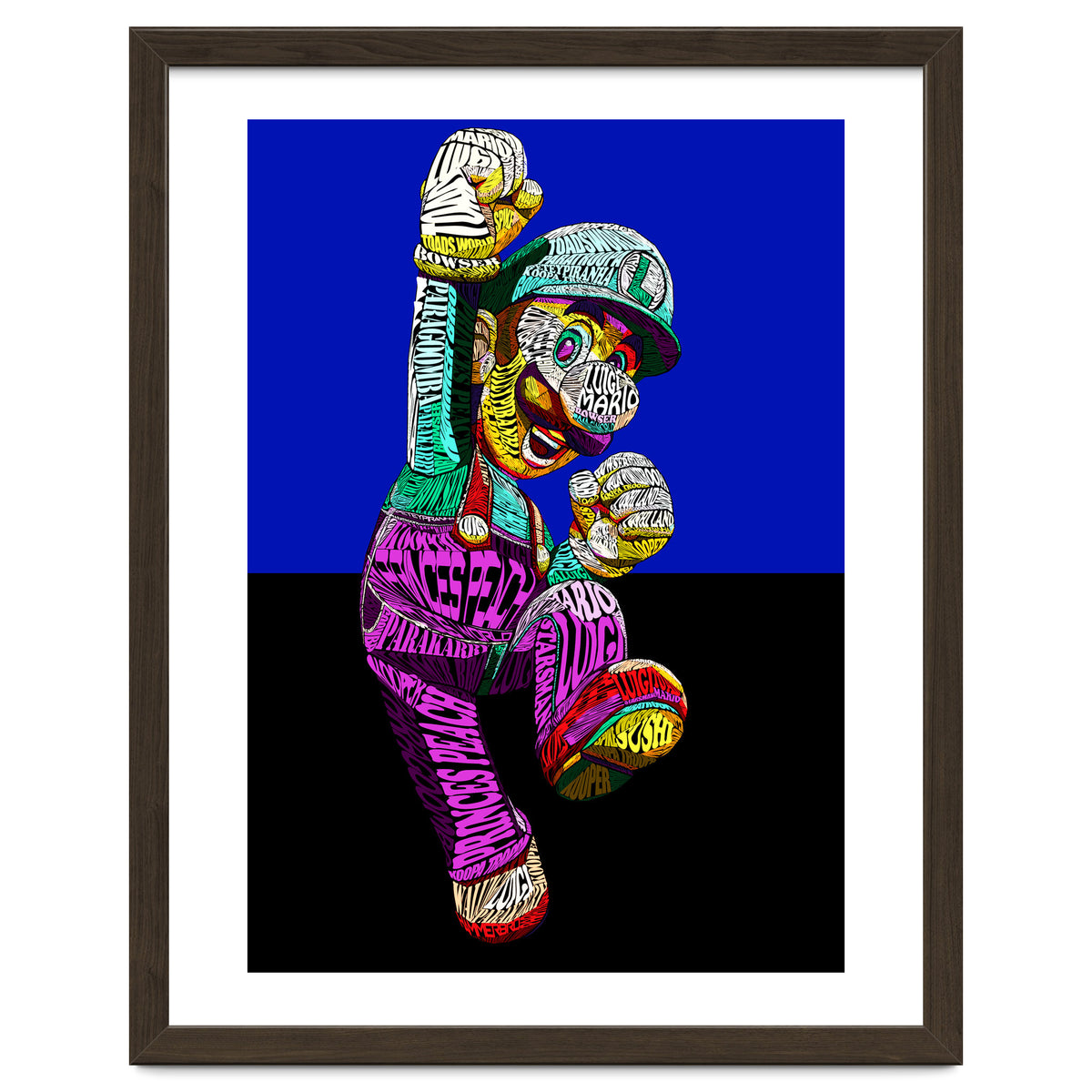 Mario Luigi Typo Style Cartoon Pop Art