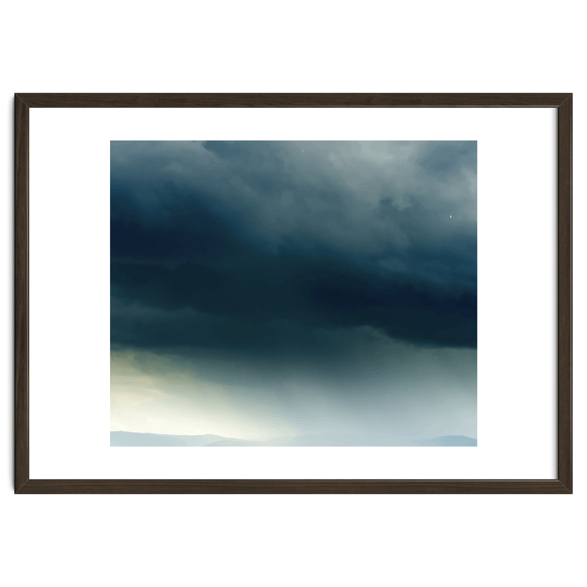 Storm Rain Clouds Watercolor Painting Blue Minimal Dark Sky Graphic