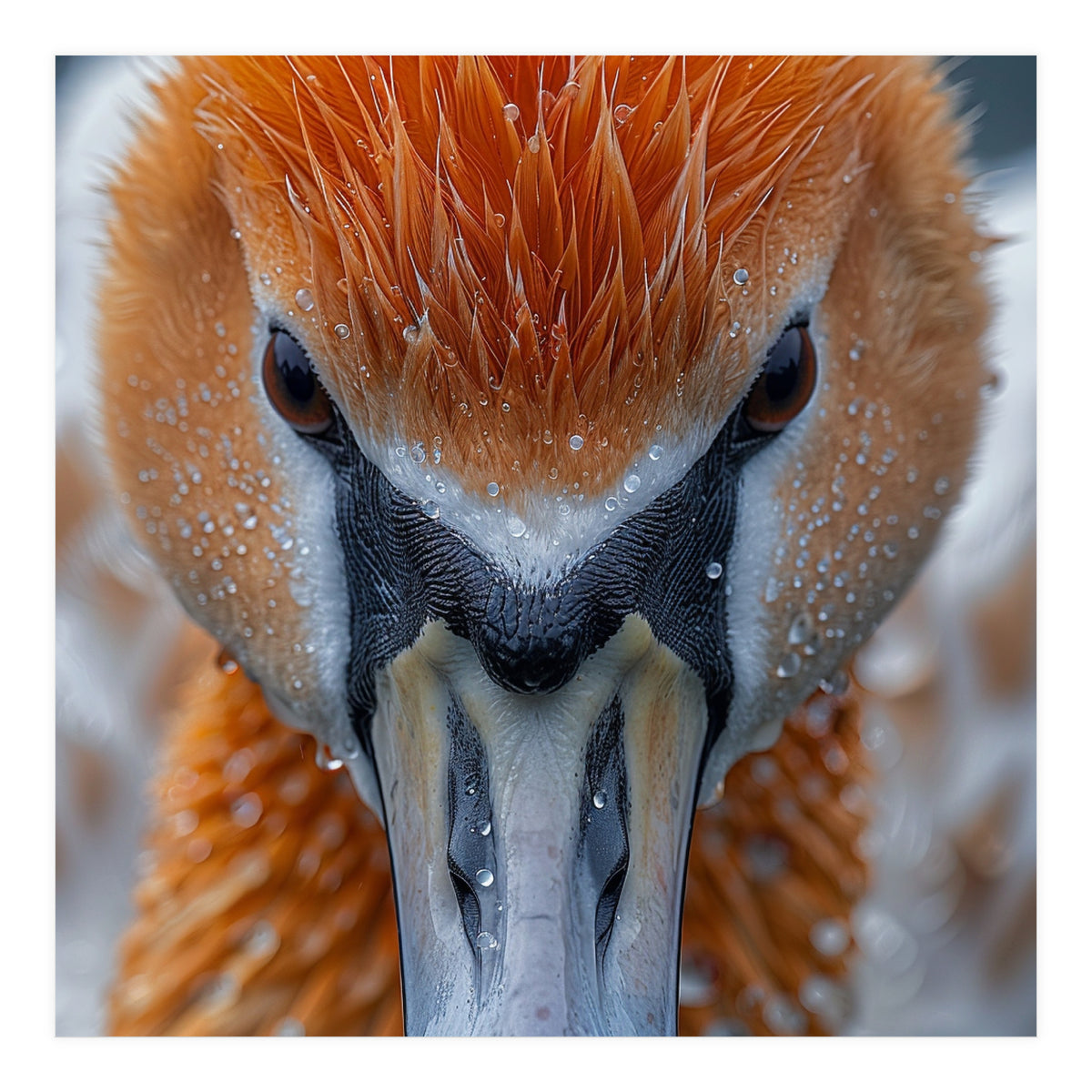Close Up Of A Pelican's Beak With Water Droplets (Print Only)