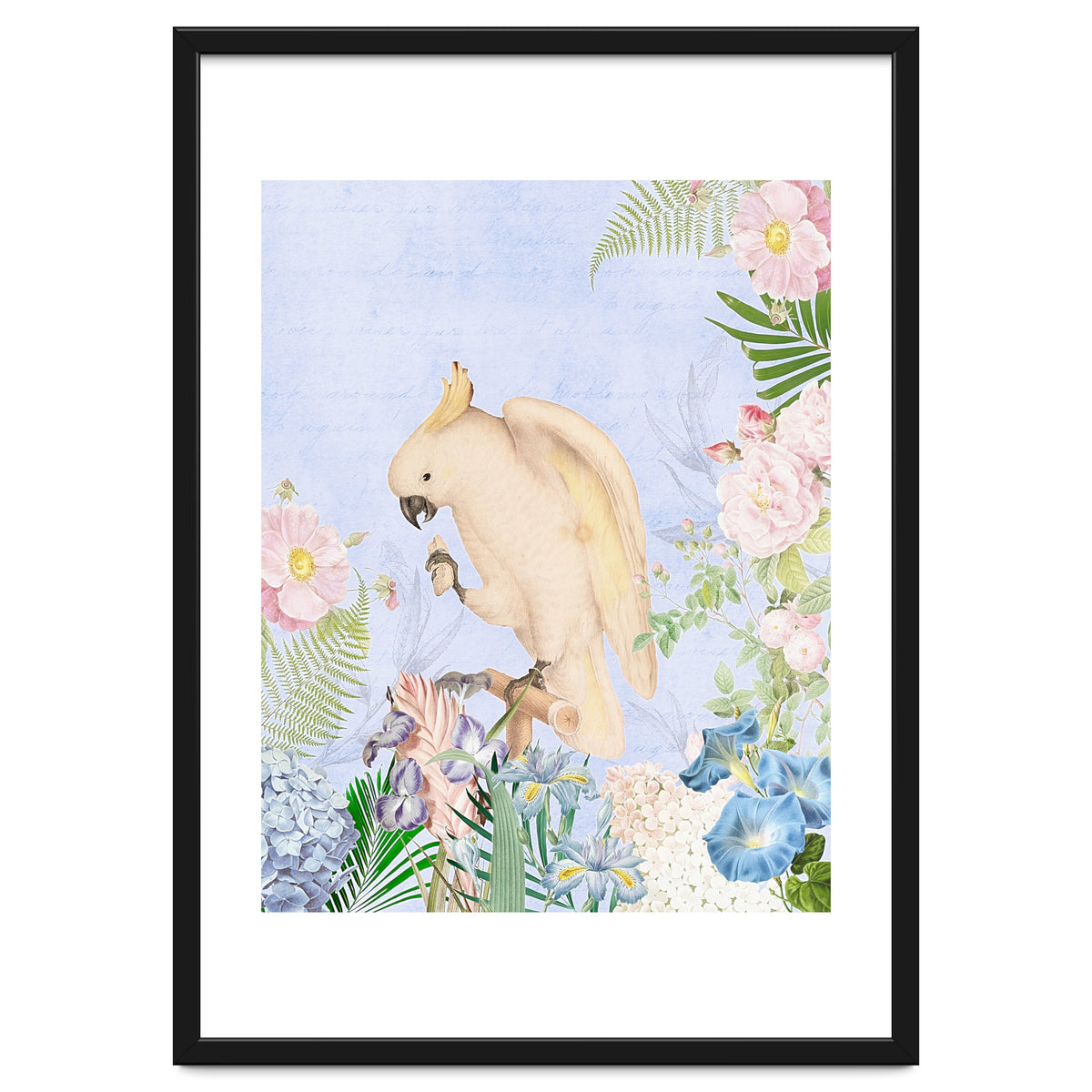 White Cockatoo In Flower Jungle