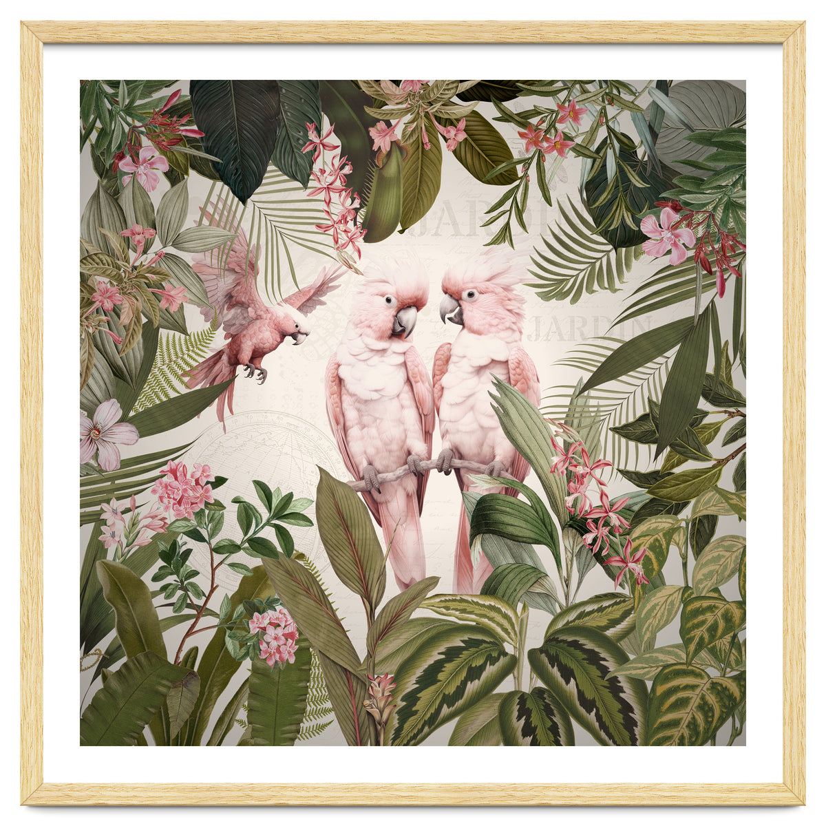 Pink Parrots Exotic Rainforest