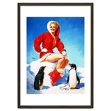 Pinup Sexy Woman Posing With Two Penguins thumbnail