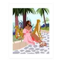 Spirit Animal, Cheetah, Leopard, Tiger Wildlife, Tropical Jungle Wild Cat Animals, Bohemian Woman Travel Garden Nature (Print Only)