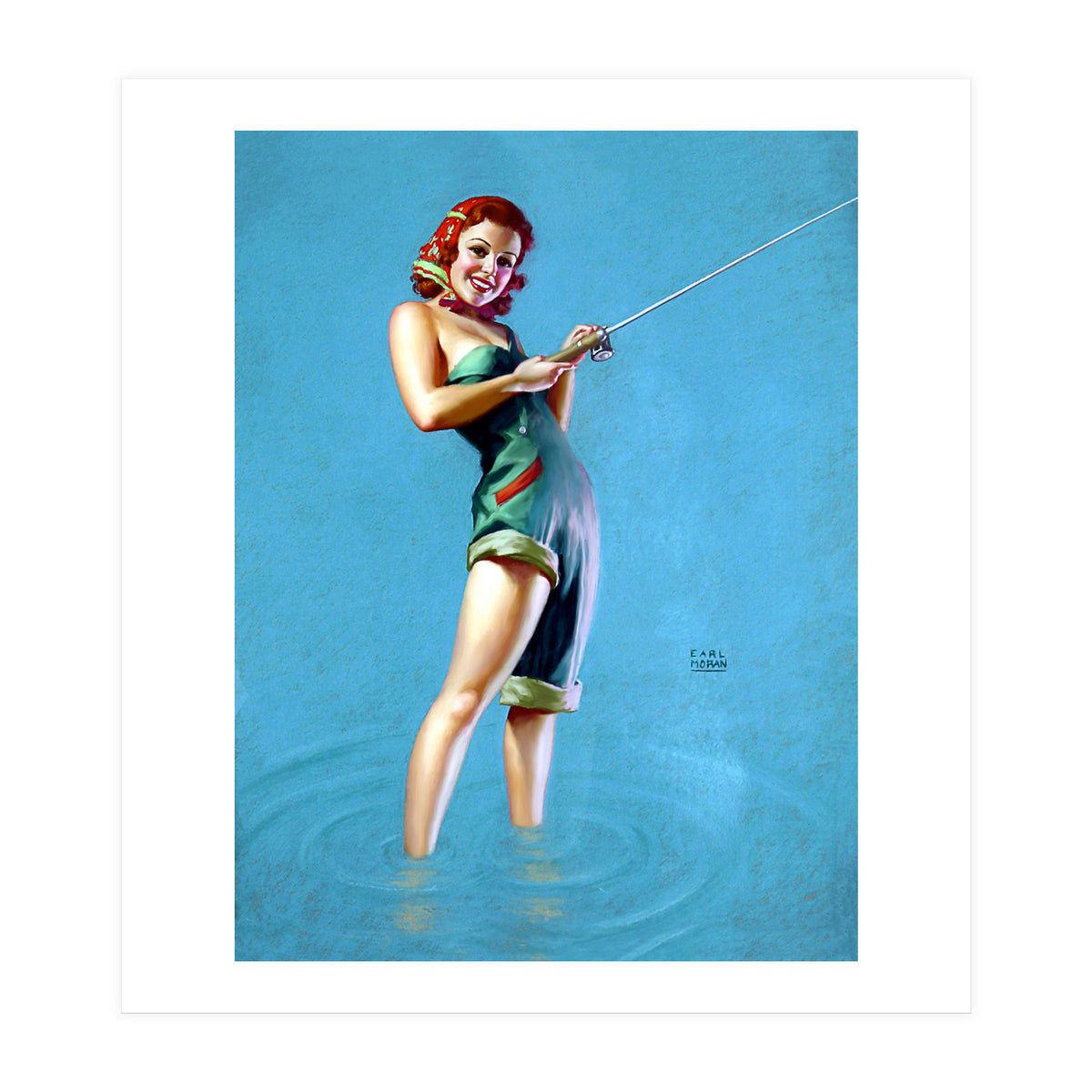 Pinup Fishing Girl (Print Only)