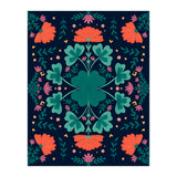 Clovers And Flowers Teal and Orange (Print Only) thumbnail
