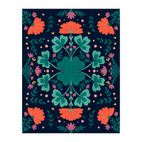 Clovers And Flowers Teal and Orange (Print Only)