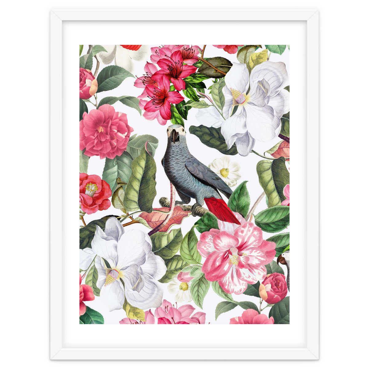 Vintage Cockatoo in Flower Jungle