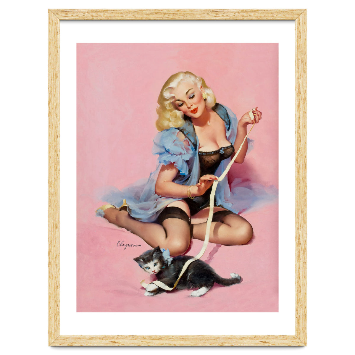 Sexy Pinup Girl Playing With Her Cat