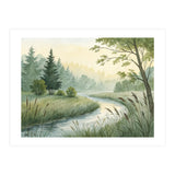Misty Morning Riverbank: A Woodland Sanctuary (Print Only) thumbnail