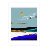 Duality & Intention, Abstract Nature Landscape Adventure Painting, Travel Mountains Sun Sky Scandinavian Clouds (Print Only) thumbnail