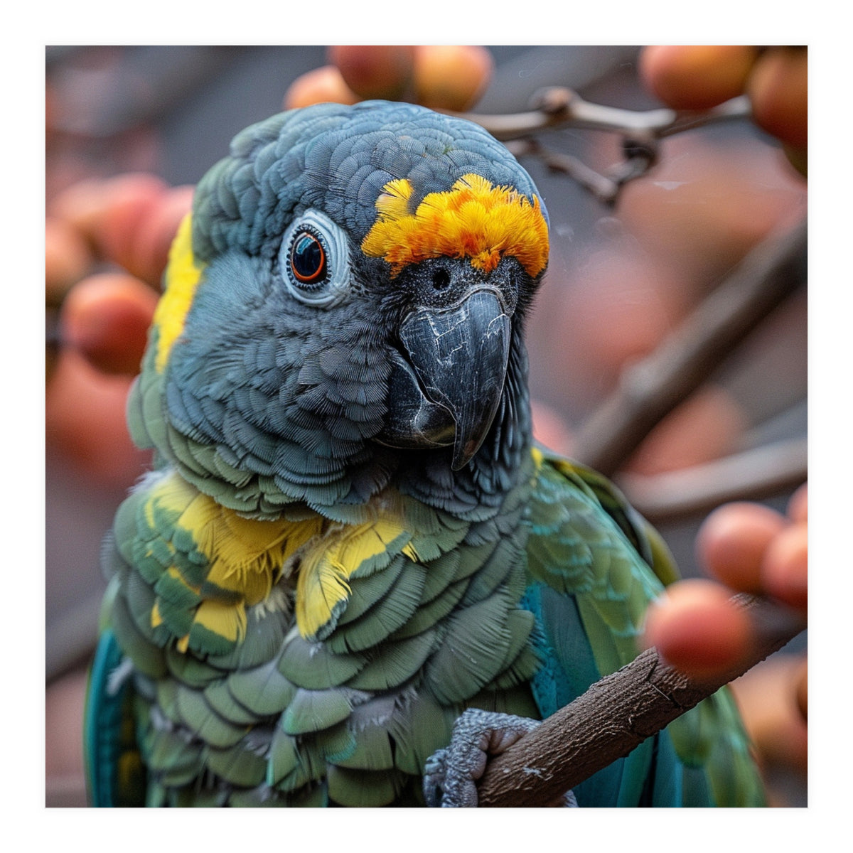 Yellow Headed Amazon Parrot Close Up Portrait (Print Only)