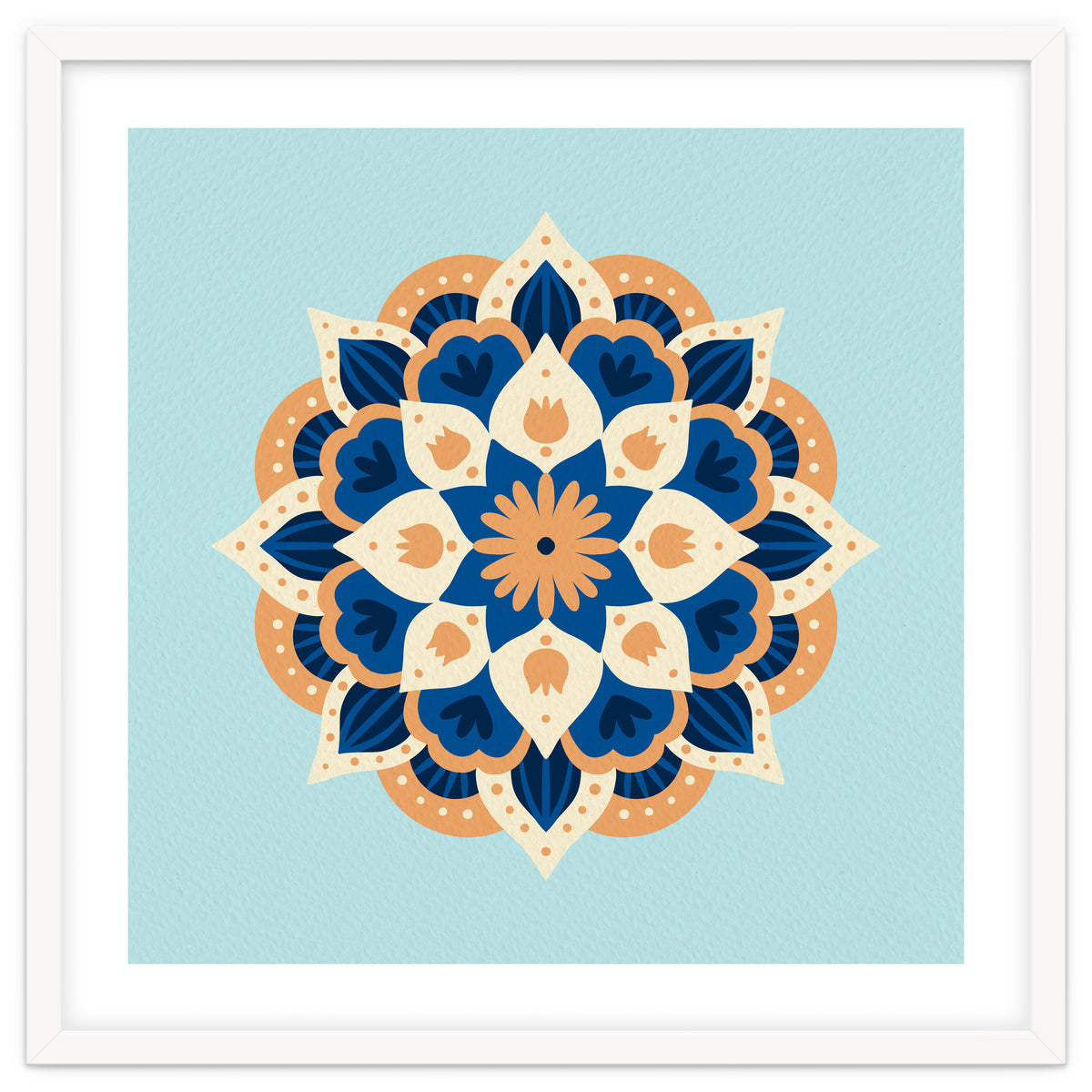 Mandala flower - orange and blue