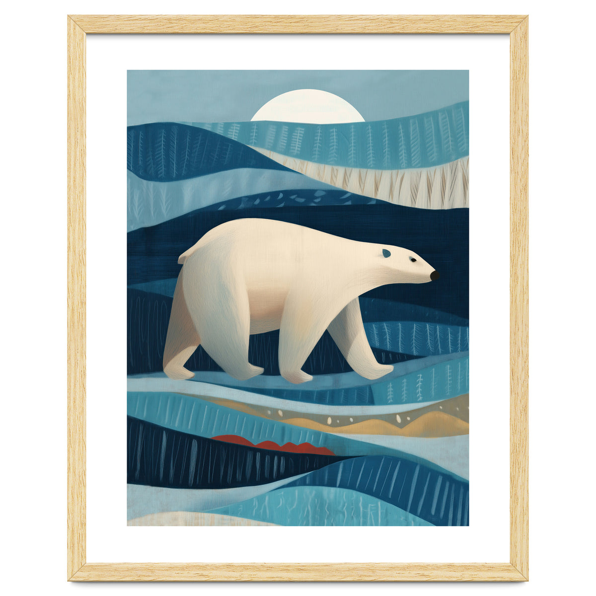 Polar Bear In The Blue Arctic