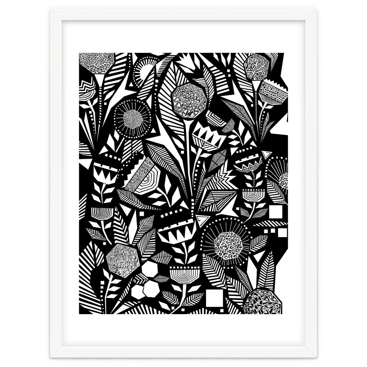 African Tribal, Black & White Abstract Drawing Sketch Line Art, Rustic Botanical Illustration, Bohemian Eclectic Scandinavian Vintage Bold