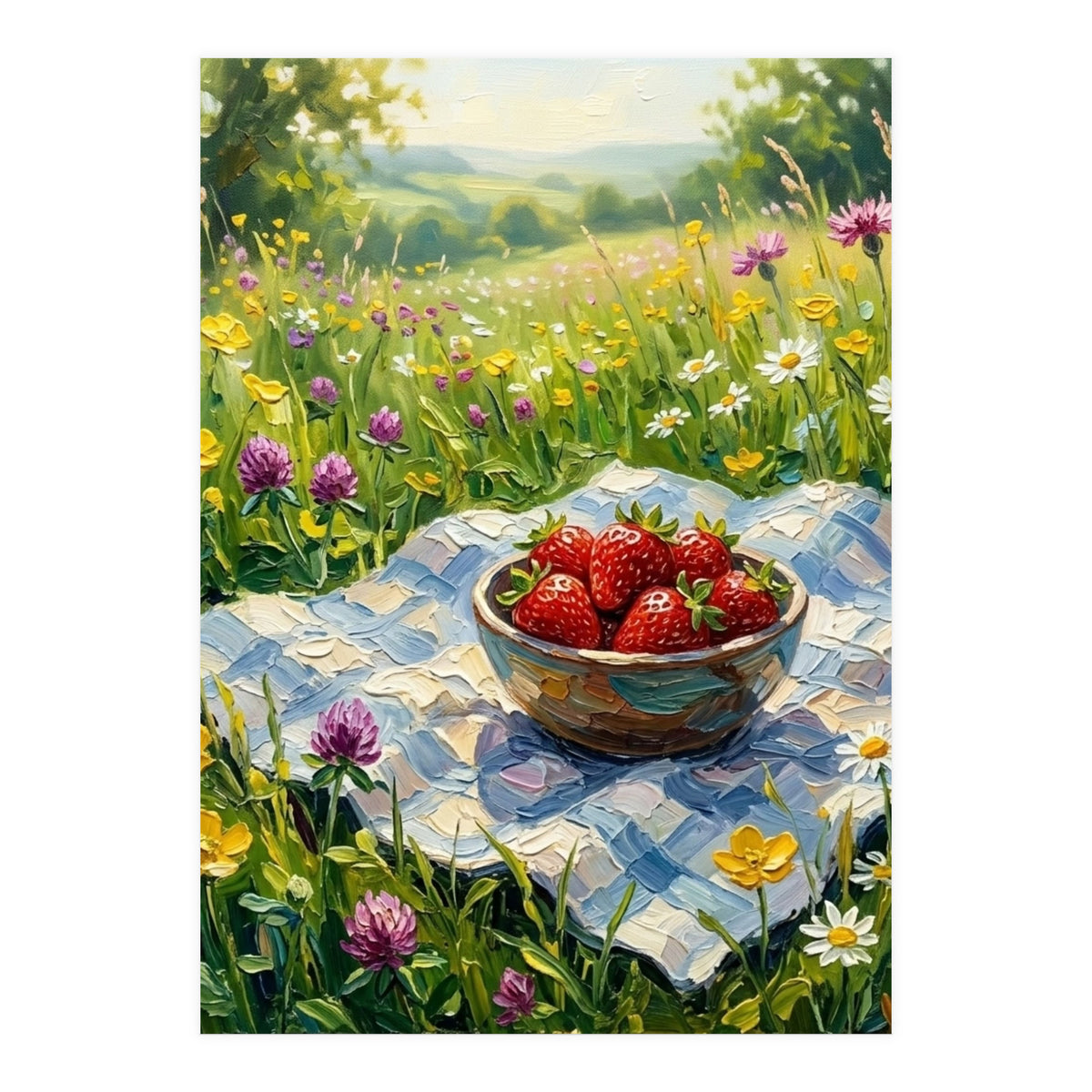 Summer Strawberries in the Meadow (Print Only)