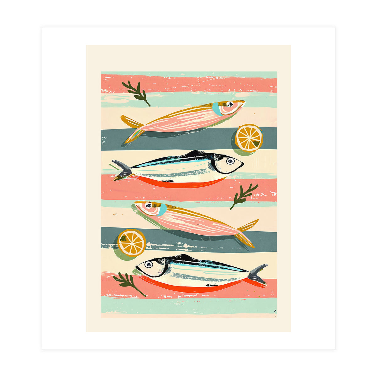 Sardines On Stripes (Print Only)