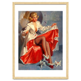 Pinup Girl Playing With Two Little Cats thumbnail