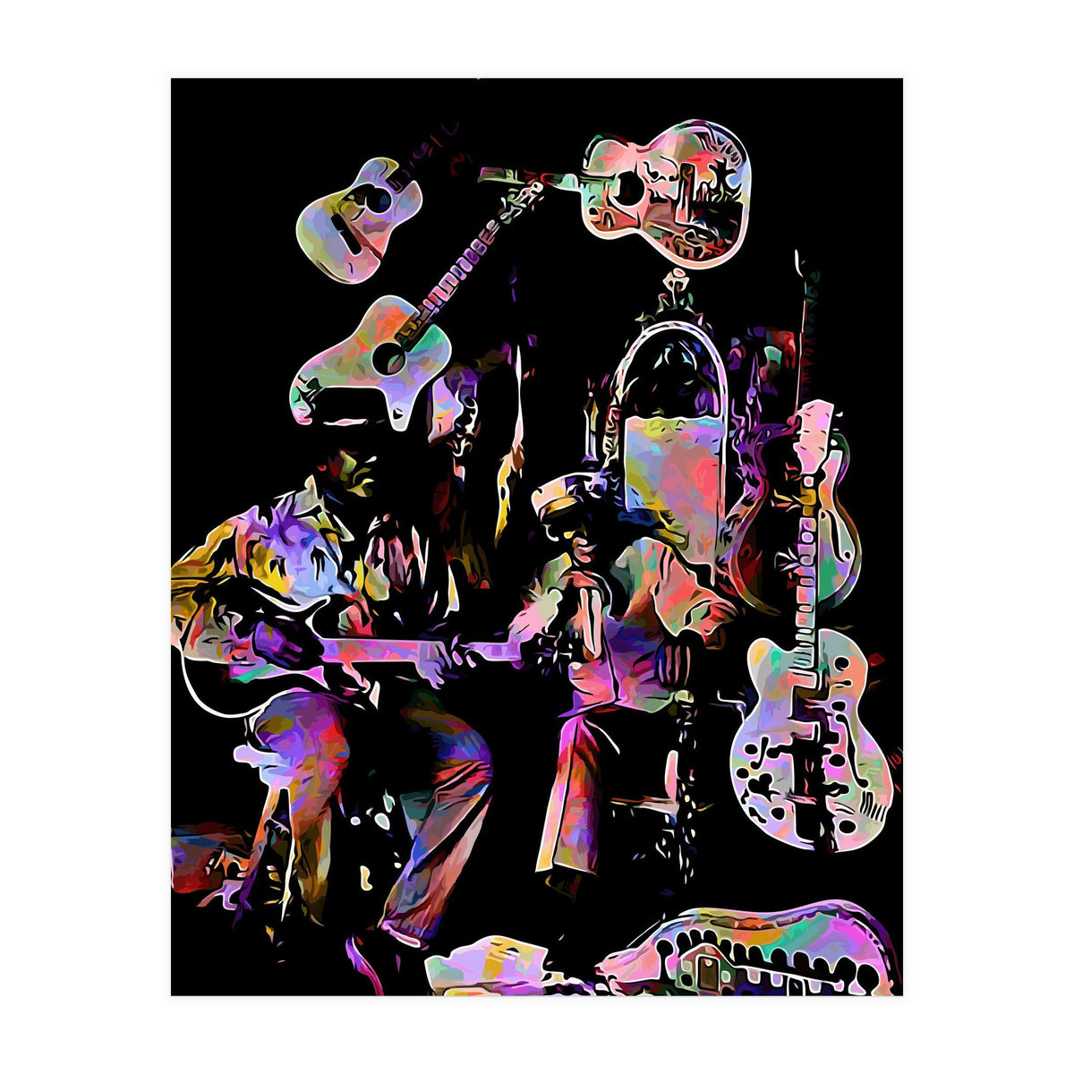 Cool John Ferguson And Captain Luke Blues Musician Legend Colorful (Print Only)