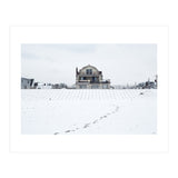 Footprints and house in winter snowscape (Print Only) thumbnail