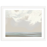 Abstract muted sea and clouds oil painting
